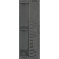 Clean Line Lockers, 2 -tier, Bank of 2, 24" x 15" x 72", Steel, Charcoal, Rivet (Assembled), Perforated The Estey Group