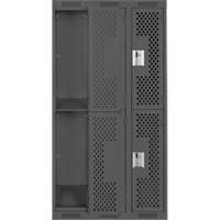 Clean Line Lockers, 2 -tier, Bank of 3, 36" x 15" x 72", Steel, Charcoal, Rivet (Assembled), Perforated The Estey Group