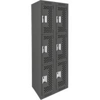 Casiers Clean Line, 3 niveaux, Bloc de 2, 24" x 12" x 72", Acier, Charbon, Rivet (assembl&eacute;), Perfor&eacute; The Estey Group