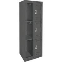 Casiers Clean Line, 3 niveaux, Bloc de 2, 24" x 12" x 72", Acier, Charbon, Rivet (assembl&eacute;), Perfor&eacute; The Estey Group
