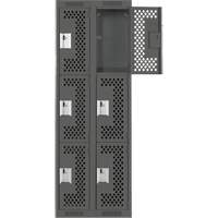Casiers Clean Line, 3 niveaux, Bloc de 2, 24" x 12" x 72", Acier, Charbon, Rivet (assembl&eacute;), Perfor&eacute; The Estey Group