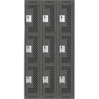 Casiers Clean Line, 3 niveaux, Bloc de 3, 36" x 12" x 72", Acier, Charbon, Rivet (assembl&eacute;), Perfor&eacute; The Estey Group