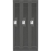 Clean Line Lockers, Bank of 3, 36" x 15" x 76", Steel, Charcoal, Rivet (Assembled), Perforated The Estey Group