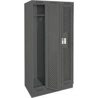Clean Line Lockers, Bank of 3, 36" x 15" x 76", Steel, Charcoal, Rivet (Assembled), Perforated The Estey Group