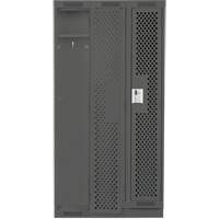 Clean Line Lockers, Bank of 3, 36" x 15" x 76", Steel, Charcoal, Rivet (Assembled), Perforated The Estey Group