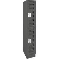 Clean Line Lockers, 2 -tier, 12" x 18" x 76", Steel, Charcoal, Rivet (Assembled), Perforated The Estey Group