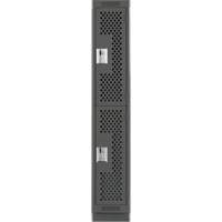 Clean Line Lockers, 2 -tier, 12" x 18" x 76", Steel, Charcoal, Rivet (Assembled), Perforated The Estey Group