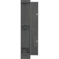 Clean Line Lockers, 2 -tier, 12" x 18" x 76", Steel, Charcoal, Rivet (Assembled), Perforated The Estey Group