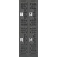 Clean Line Lockers, 2 -tier, Bank of 2, 24" x 18" x 76", Steel, Charcoal, Rivet (Assembled), Perforated The Estey Group