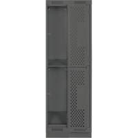 Clean Line Lockers, 2 -tier, Bank of 2, 24" x 18" x 76", Steel, Charcoal, Rivet (Assembled), Perforated The Estey Group