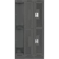 Clean Line Lockers, 2 -tier, Bank of 3, 36" x 18" x 76", Steel, Charcoal, Rivet (Assembled), Perforated The Estey Group