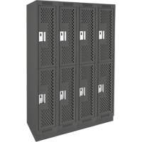 Clean Line Lockers, 2 -tier, Bank of 4, 48" x 18" x 76", Steel, Charcoal, Rivet (Assembled), Perforated The Estey Group