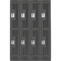 Clean Line Lockers, 2 -tier, Bank of 4, 48" x 18" x 76", Steel, Charcoal, Rivet (Assembled), Perforated The Estey Group