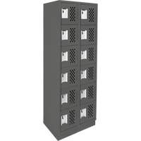 Clean-Line Perforated Lockerette, 6 -tier, Bank of 2, 12" x 72" x 12", Steel The Estey Group