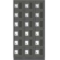 Clean-Line Perforated Lockerette, 6 -tier, Bank of 3, 12" x 72" x 12", Steel The Estey Group