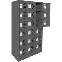 Clean-Line Perforated Lockerette, 6 -tier, Bank of 3, 12" x 72" x 12", Steel The Estey Group