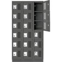 Clean-Line Perforated Lockerette, 6 -tier, Bank of 3, 12" x 72" x 12", Steel The Estey Group