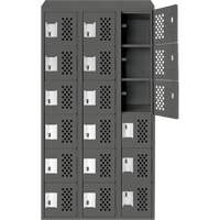 Clean-Line Perforated Lockerette, 6 -tier, Bank of 3, 15" x 72" x 12", Steel The Estey Group