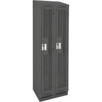 Clean Line Lockers, Bank of 2, 24" x 18" x 82", Steel, Charcoal, Rivet (Assembled), Perforated The Estey Group