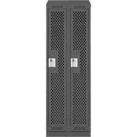 Clean Line Lockers, Bank of 2, 24" x 18" x 82", Steel, Charcoal, Rivet (Assembled), Perforated The Estey Group