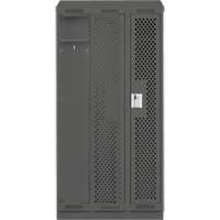 Clean Line Lockers, Bank of 3, 36" x 15" x 82", Steel, Charcoal, Rivet (Assembled), Perforated The Estey Group