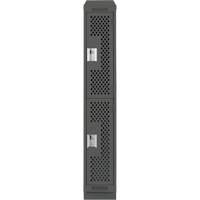 Clean Line Lockers, 2 -tier, 12" x 15" x 82", Steel, Charcoal, Rivet (Assembled), Perforated The Estey Group