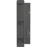 Clean Line Lockers, 2 -tier, 12" x 15" x 82", Steel, Charcoal, Rivet (Assembled), Perforated The Estey Group