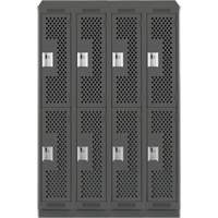Casiers Clean Line, 2 niveaux, Bloc de 4, 48" x 15" x 82", Acier, Charbon, Rivet (assembl&eacute;), Perfor&eacute; The Estey Group