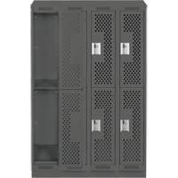 Casiers Clean Line, 2 niveaux, Bloc de 4, 48" x 15" x 82", Acier, Charbon, Rivet (assembl&eacute;), Perfor&eacute; The Estey Group