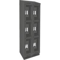 Clean Line Lockers, 3 -tier, Bank of 2, 24" x 18" x 82", Steel, Charcoal, Rivet (Assembled), Perforated The Estey Group