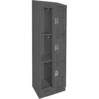 Clean Line Lockers, 3 -tier, Bank of 2, 24" x 18" x 82", Steel, Charcoal, Rivet (Assembled), Perforated The Estey Group