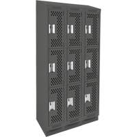 Casiers Clean Line, 3 niveaux, Bloc de 3, 36" x 18" x 82", Acier, Charbon, Rivet (assembl&eacute;), Perfor&eacute; The Estey Group