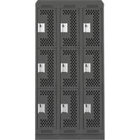 Casiers Clean Line, 3 niveaux, Bloc de 3, 36" x 18" x 82", Acier, Charbon, Rivet (assembl&eacute;), Perfor&eacute; The Estey Group