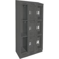 Casiers Clean Line, 3 niveaux, Bloc de 3, 36" x 18" x 82", Acier, Charbon, Rivet (assembl&eacute;), Perfor&eacute; The Estey Group