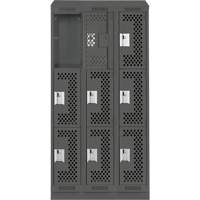 Casiers Clean Line, 3 niveaux, Bloc de 3, 36" x 18" x 82", Acier, Charbon, Rivet (assembl&eacute;), Perfor&eacute; The Estey Group