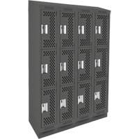 Casiers Clean Line, 3 niveaux, Bloc de 4, 48" x 18" x 82", Acier, Charbon, Rivet (assembl&eacute;), Perfor&eacute; The Estey Group