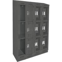 Casiers Clean Line, 3 niveaux, Bloc de 4, 48" x 18" x 82", Acier, Charbon, Rivet (assembl&eacute;), Perfor&eacute; The Estey Group