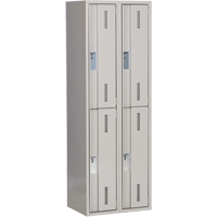 Concorde Heavy-Duty Lockers, 2 -tier, Bank of 2, 24" x 18" x 72", Steel, Grey, Welded (Assembled) The Estey Group
