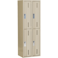 Concorde Heavy-Duty Lockers, 2 -tier, Bank of 2, 24" x 18" x 72", Steel, Beige, Welded (Assembled) The Estey Group