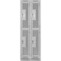 Clean Line Lockers, 2 -tier, Bank of 2, 24" x 18" x 76", Steel, Grey, Rivet (Assembled), Perforated The Estey Group