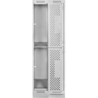Clean Line Lockers, 2 -tier, Bank of 2, 24" x 18" x 76", Steel, Grey, Rivet (Assembled), Perforated The Estey Group