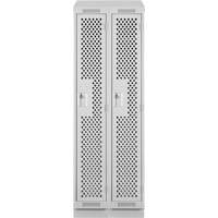 Clean Line Lockers, Bank of 2, 24" x 18" x 82", Steel, Grey, Rivet (Assembled), Perforated The Estey Group