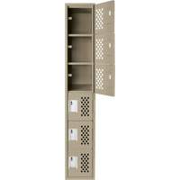 Assembled Lockerettes Clean Line Perforated Economy Lockers, 6 -tier, 18" x 72" x 12", Steel The Estey Group