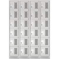 Assembled Clean Line Perforated Economy Lockers, 6 -tier, Bank of 4, 18" x 72" x 12", Steel The Estey Group