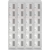 Assembled Clean Line Perforated Economy Lockers, 6 -tier, Bank of 4, 18" x 72" x 12", Steel The Estey Group