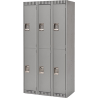 Casiers, 2 niveaux, Bloc de 3, 36" x 18" x 72", Acier, Gris, D&eacute;mont&eacute; The Estey Group