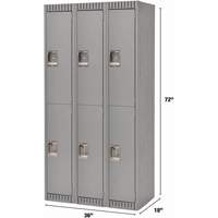 Casiers, 2 niveaux, Bloc de 3, 36" x 18" x 72", Acier, Gris, D&eacute;mont&eacute; The Estey Group