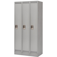 Lockers, Bank of 3, 36" x 18" x 76", Steel, Grey, Knocked Down The Estey Group