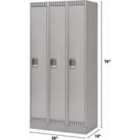 Lockers, Bank of 3, 36" x 18" x 76", Steel, Grey, Knocked Down The Estey Group