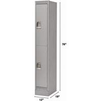 Lockers, 2 -tier, 12" x 18" x 76", Steel, Grey, Knocked Down The Estey Group
